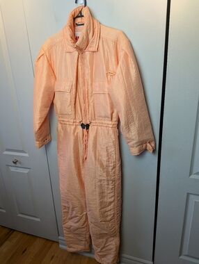 VINTAGE ELLESSE 80-90 Winter One Piece Snow Suit Size 8 Orange Pink Color